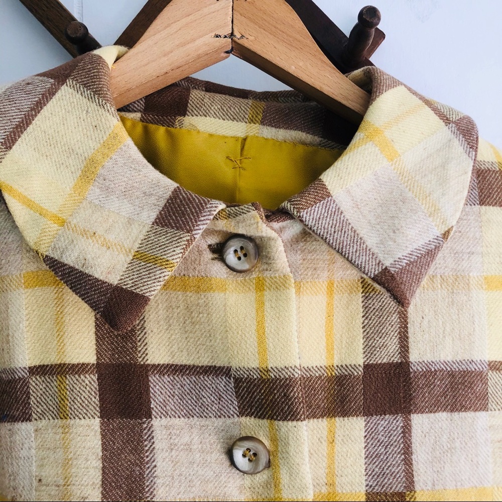 Vintage Yellow and Brown Plaid Blazer - Picture 2 of 6